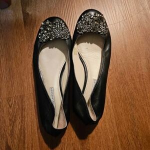 Vera Wang Black Embellished Ballet Flats